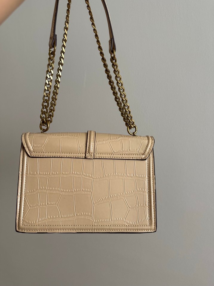 Bej Zincir Detaylı Deri Kadın Çanta - Görsel 5