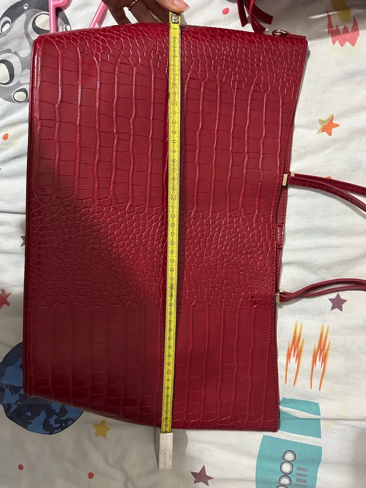 Zara Kırmızı Parlak Yılan Desenli Deri Kadın Çanta - Görsel 4