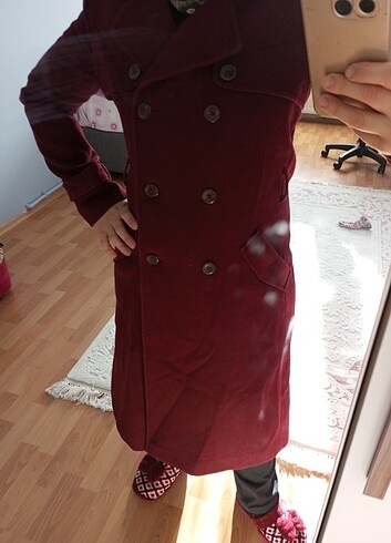 xl Beden bordo Renk LCW Kaşe kaban