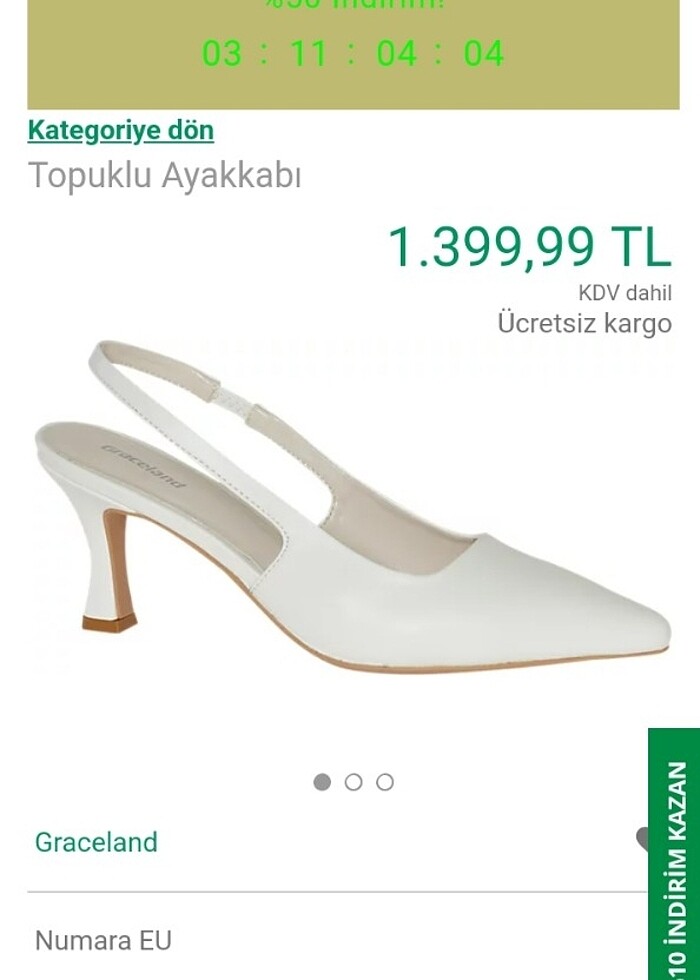 Graceland 38 no beyaz topuklu ayakkabı  - Görsel 2