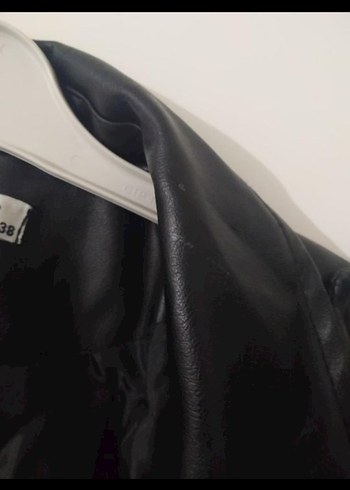 Kadın Siyah Mini Deri Biker Ceket - Görsel 6