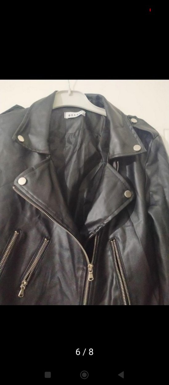 Kadın Siyah Mini Deri Biker Ceket - Görsel 5