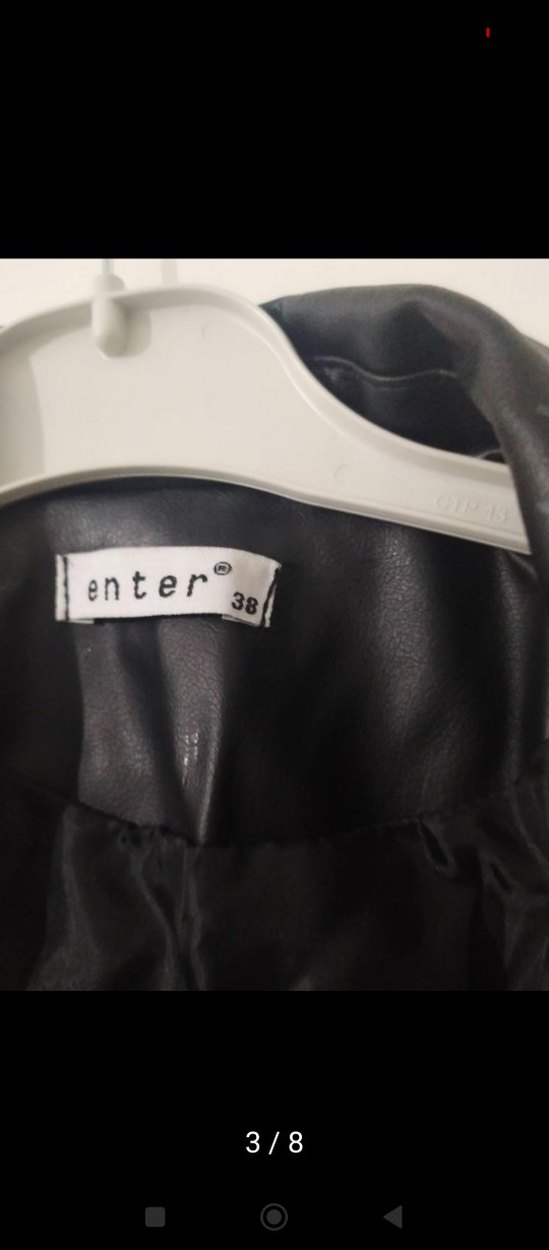 Kadın Siyah Mini Deri Biker Ceket - Görsel 3