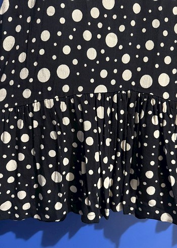 Uzun Kollu Siyah Puantiyeli Kadın Elbise - Görsel 3