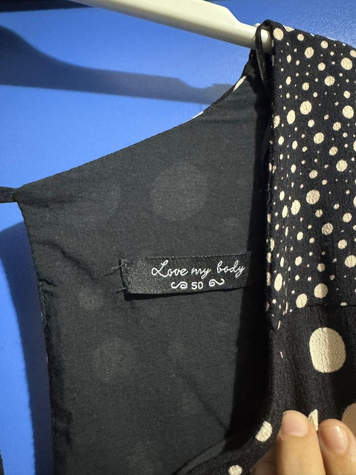 Uzun Kollu Siyah Puantiyeli Kadın Elbise - Görsel 5