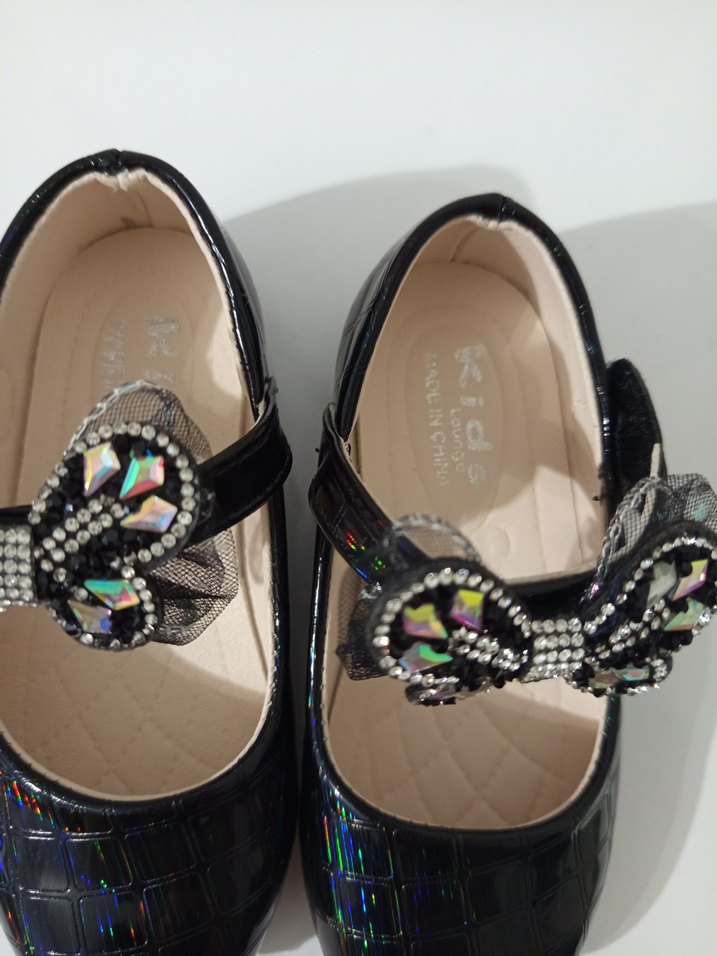 Kız Çocuk Siyah Rugan Fiyonklu Babet - Görsel 3