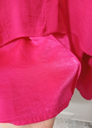 Pembe Kadın Uzun Kollu Düğmeli Gömlek - Görsel 6