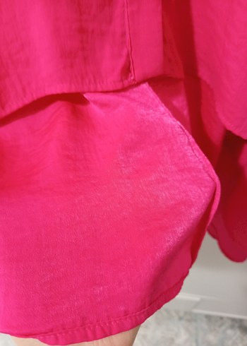 Pembe Kadın Uzun Kollu Düğmeli Gömlek - Görsel 5