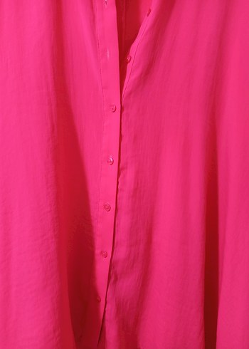 Pembe Kadın Uzun Kollu Düğmeli Gömlek - Görsel 10