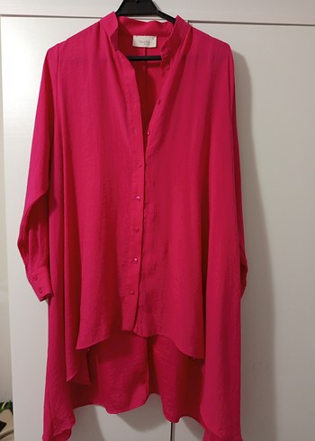 Pembe Kadın Uzun Kollu Düğmeli Gömlek - Görsel 2