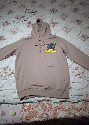 Düğmeli Kapüşonlu Kahverengi Sweatshirt - Görsel 5