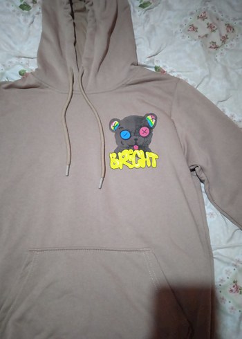 Düğmeli Kapüşonlu Kahverengi Sweatshirt - Görsel 2