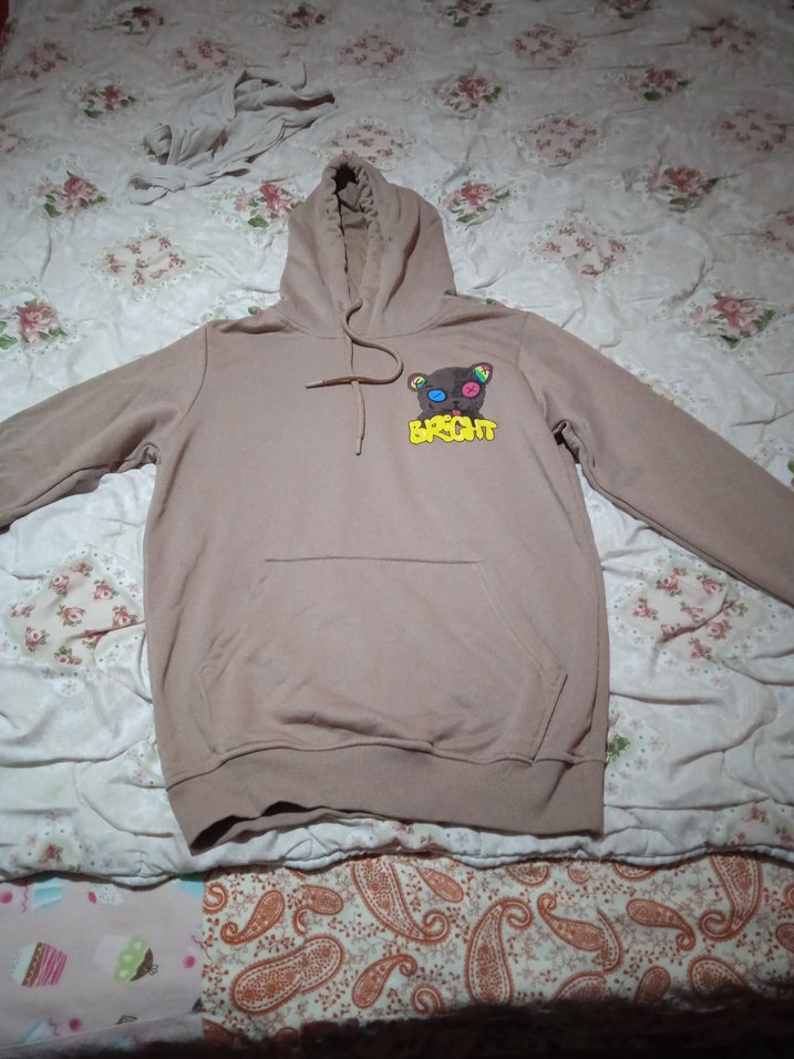 Düğmeli Kapüşonlu Kahverengi Sweatshirt - Görsel 5
