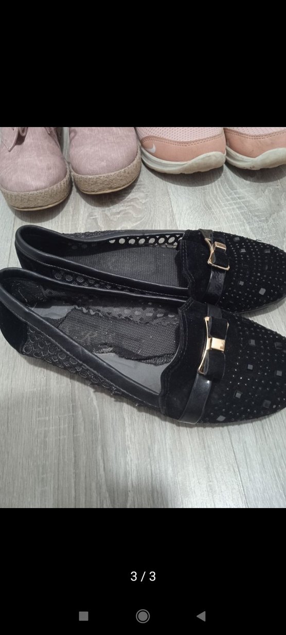 Parlak Siyah Yılan Desenli Dolgu Topuklu Kadın Babet - Görsel 3