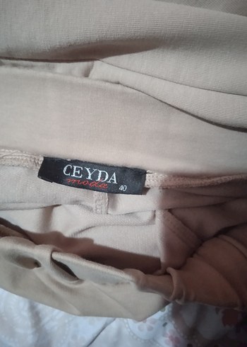 Bej Midi Keten Kumaş Kadın Pantolon Eşofman Altı - Görsel 4