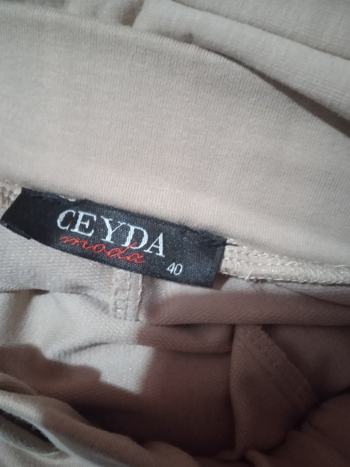 Bej Midi Keten Kumaş Kadın Pantolon Eşofman Altı - Görsel 3