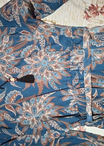 Mavi Desenli Bohem Tunik