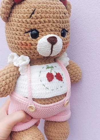 Amigurumi Pembe Pastel Renkli El Yapımı Ayıcık Oyuncak