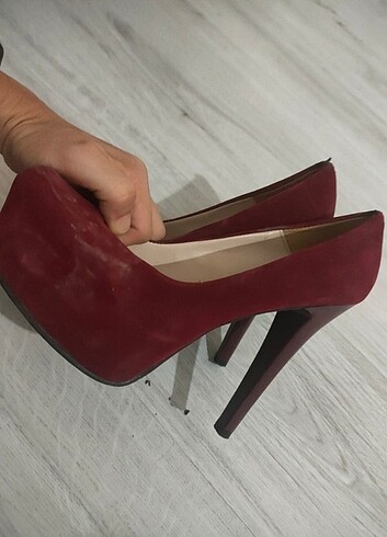 Kına topuklu abiye ayakkabı kırmızı bordo