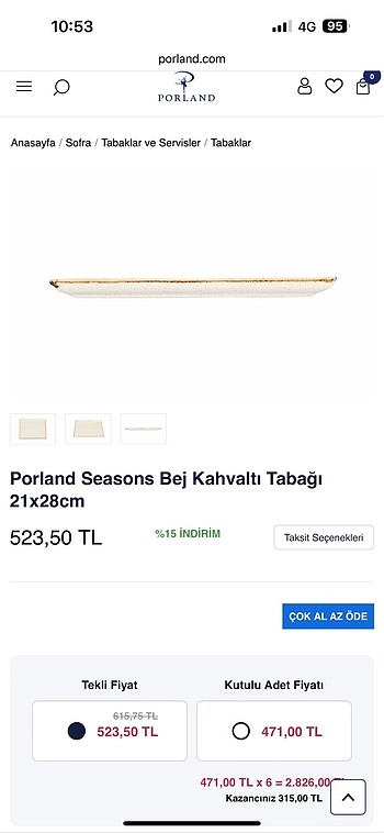 Porland Seasons Bej Kahvaltı Tabağı