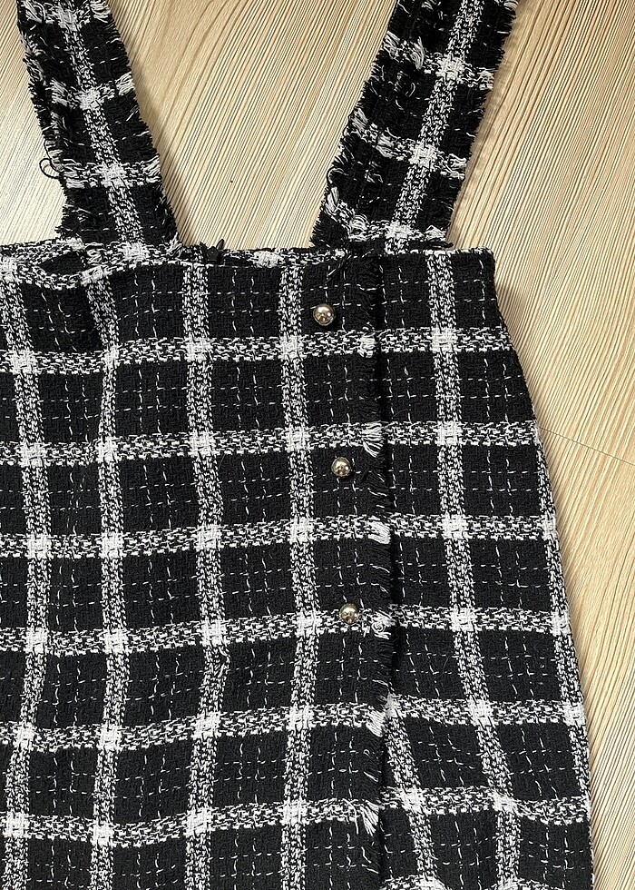 siyah ekoseli salopet - Görsel 2