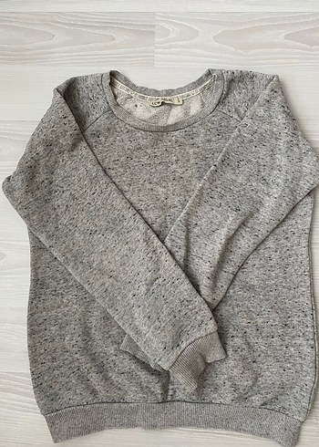 LC Waikiki Gri Uzun Kollu Kadın Keten Sweatshirt