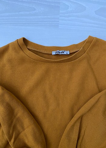 Diğer Sarı Uzun Kollu Salaş Kadın Sweatshirt