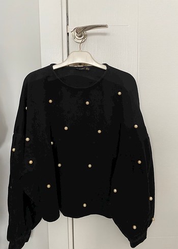 Düğmeli Siyah Kadın Sweatshirt
