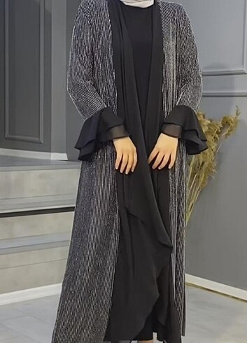 Siyah parıltılı abaya 