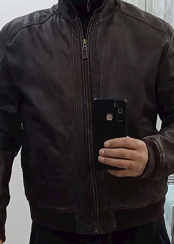 Pierre Cardin XL beden Kahverengi erkek deri mont - Görsel 3