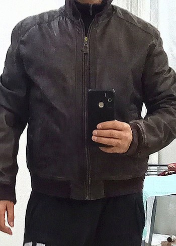 Pierre Cardin XL beden Kahverengi erkek deri mont - Görsel 2