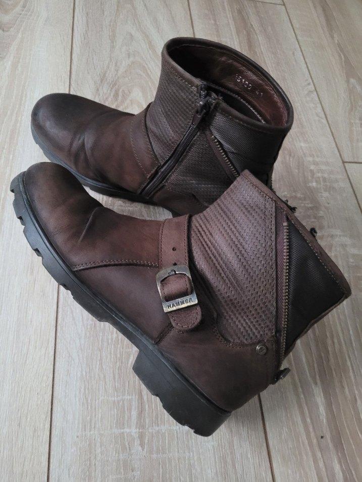 Kahverengi Deri erkek Biker Bot - Görsel 4