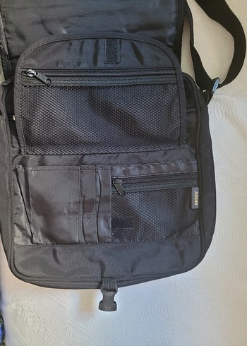 Siyah Fermuarlı unisex postacı Omuz Çantası - Görsel 6