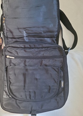 Siyah Fermuarlı unisex postacı Omuz Çantası - Görsel 5