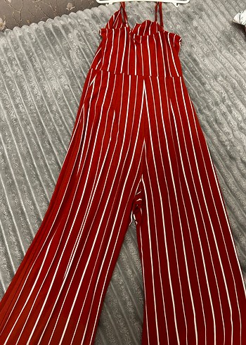 Çizgili Uzun Kadın Tulum - Görsel 2