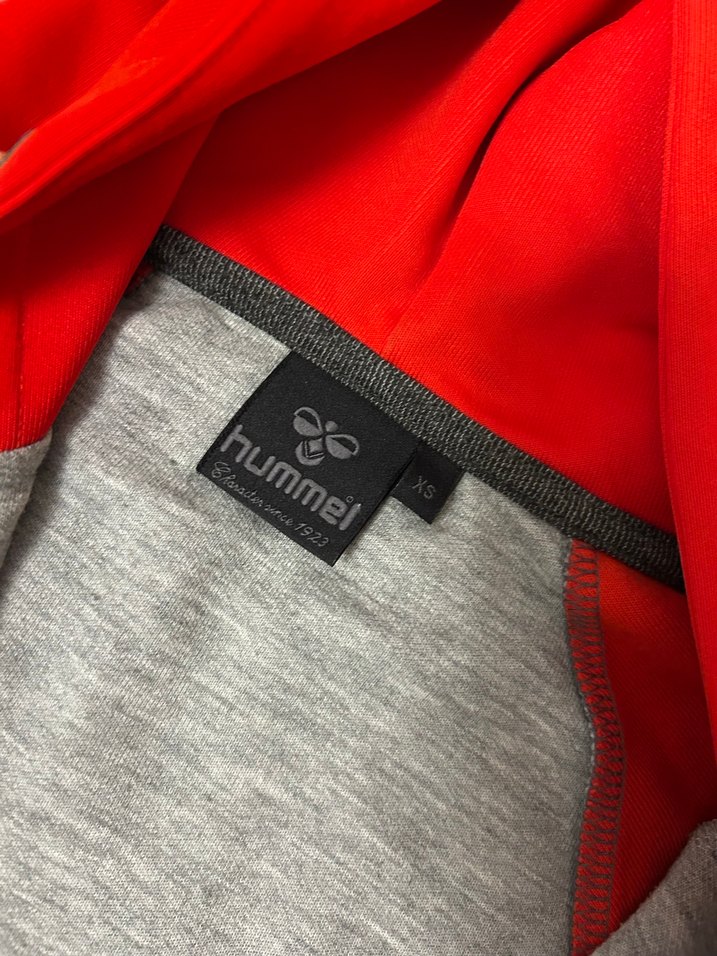 Hummel Gri turuncu Kapüşonlu Fermuarlı hırka - Görsel 2