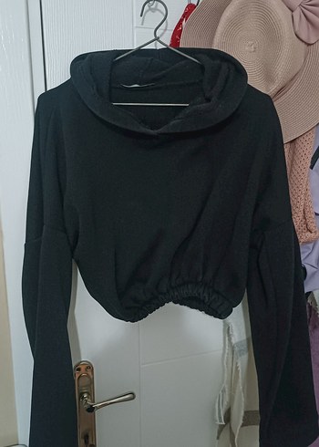 Siyah Kapüşonlu Salaş Sweatshirt