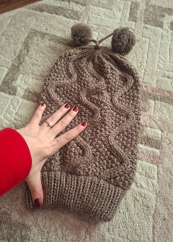 Bohem Tarz Kahverengi Örgü Kadın Bere - Görsel 2