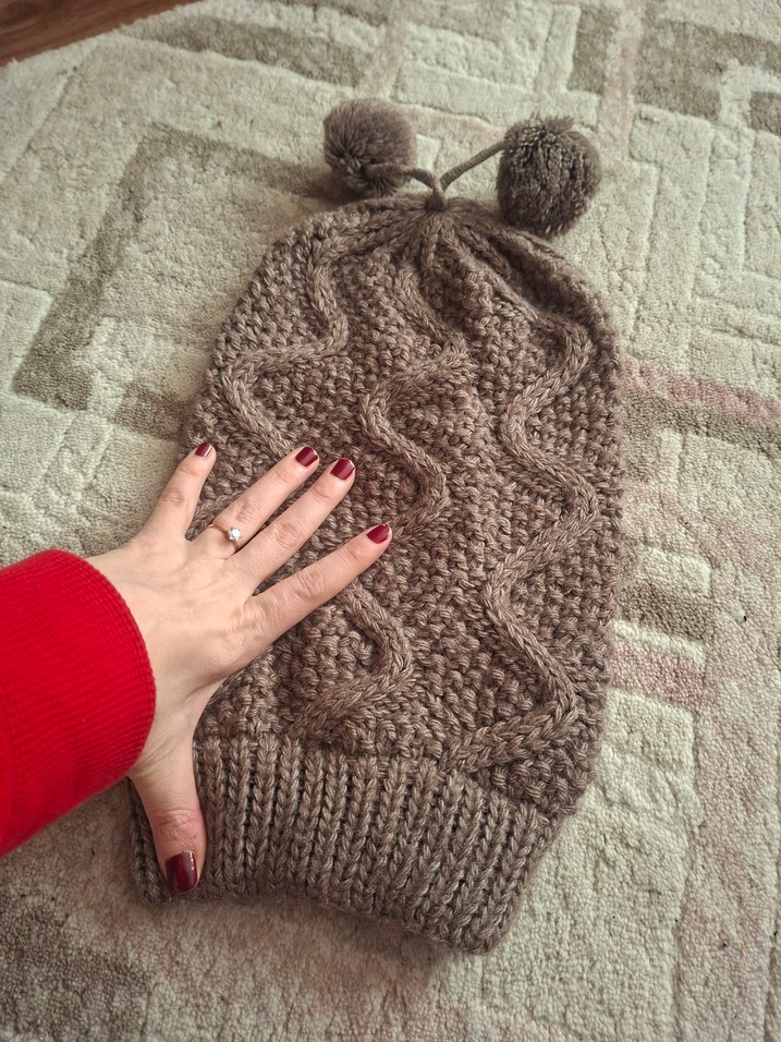 Bohem Tarz Kahverengi Örgü Kadın Bere - Görsel 2