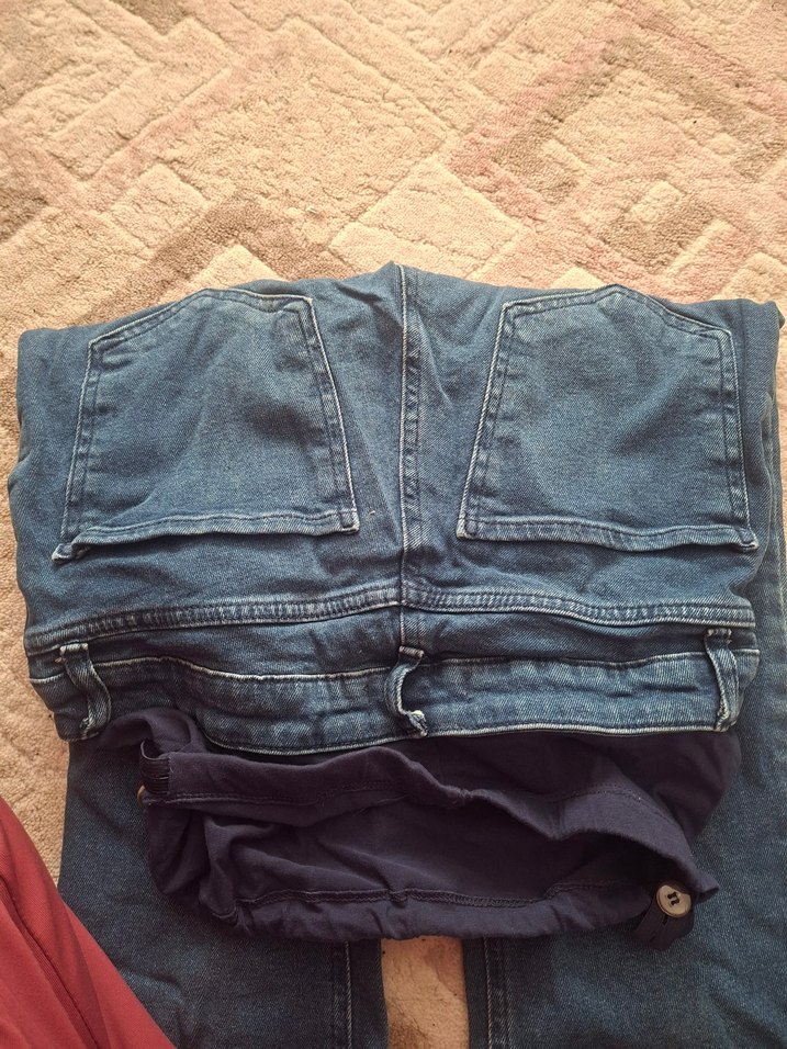 Düğmeli Mavi Hamile Kot Pantolon - Görsel 2