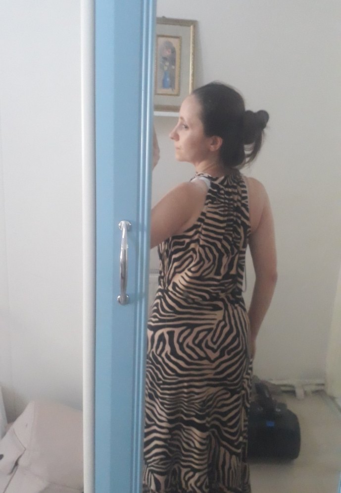 Bohem Zebra Desenli Midi Elbise - Görsel 5