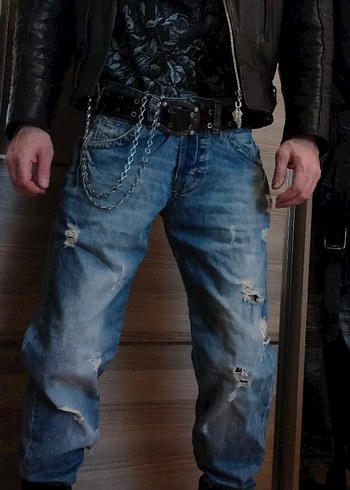 Bol Kesim Ripped Punk Jean - Görsel 11