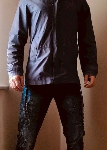 Navy Stili Uniseks Parka Mont - Görsel 8