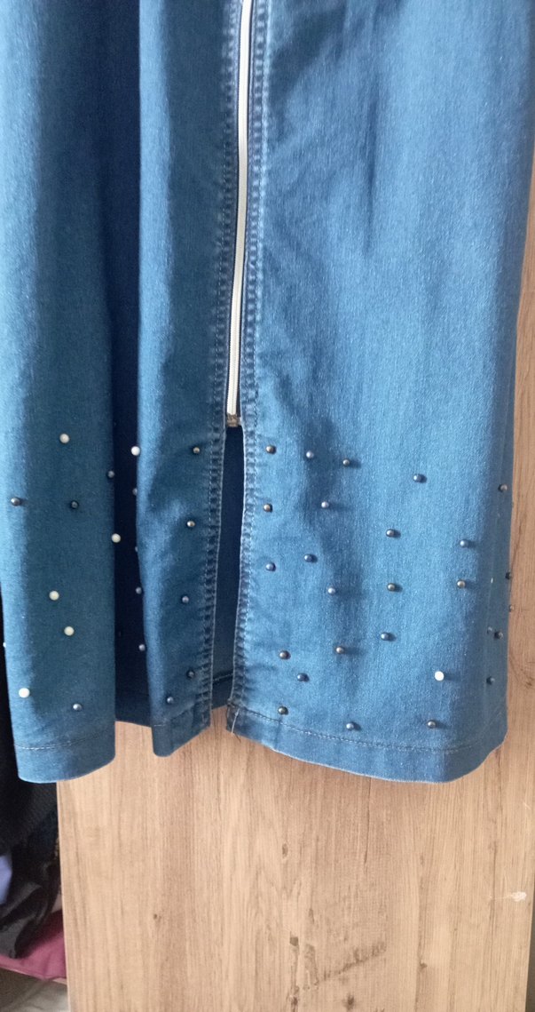 Uzun, Fermuarlı Kadın Kolsuz Denim Ceket - Görsel 2