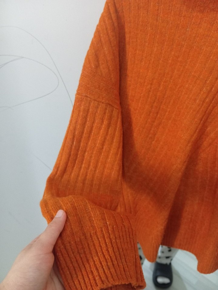 Kadın Kahverengi Örme Salaş Kazak - Görsel 3