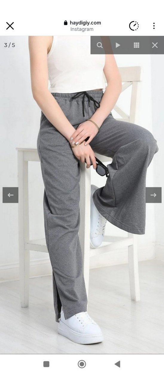 Gri Bol Kesim Kadın Eşofman Altı - Görsel 2