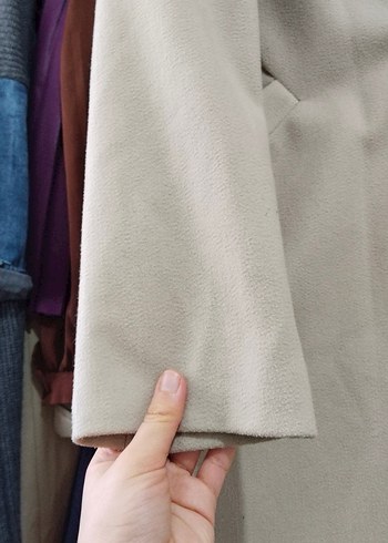 Bej Midi Kadın Kaban Düğmeli - Görsel 5