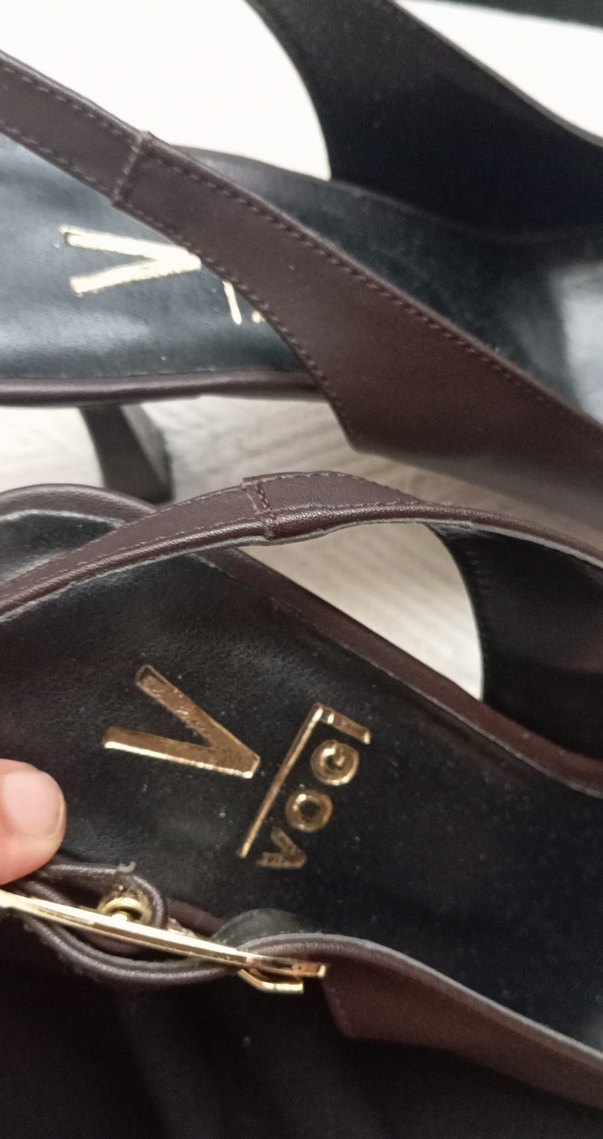 Kahverengi Deri Stiletto Kemerli Topuklu - Görsel 2