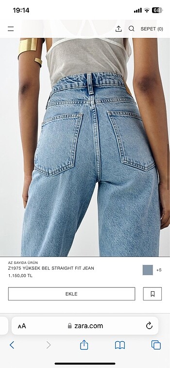 Zara Zara yüksek bel straight fıt jean