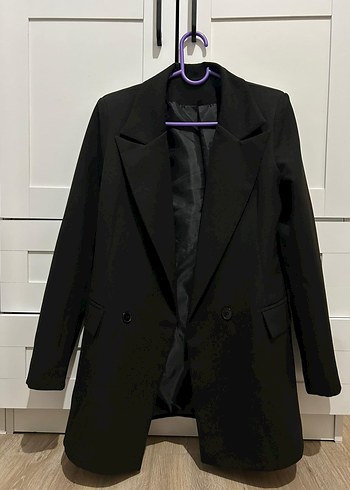 Siyah Kadın Midi Blazer Ceket